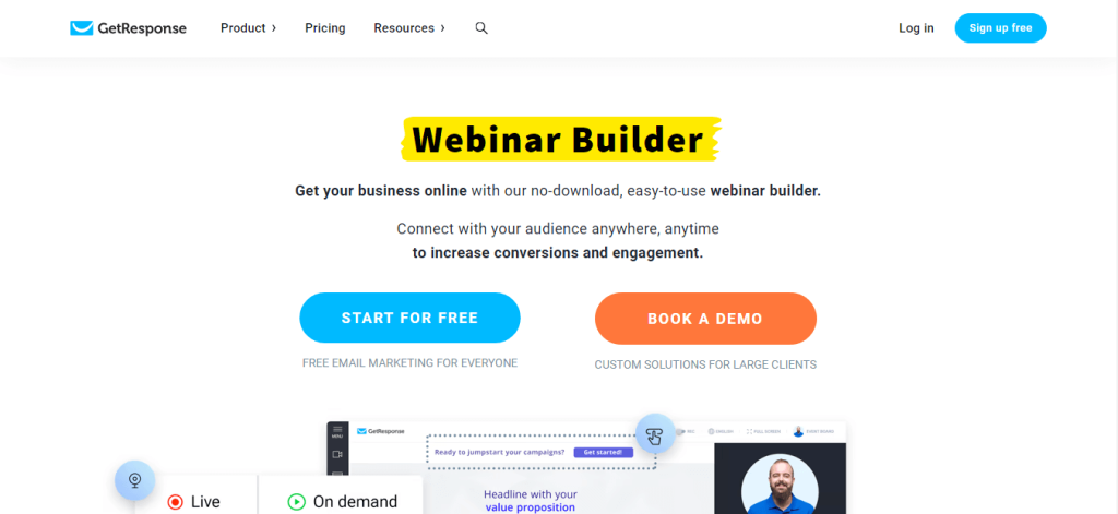GetResponse webinar Builder