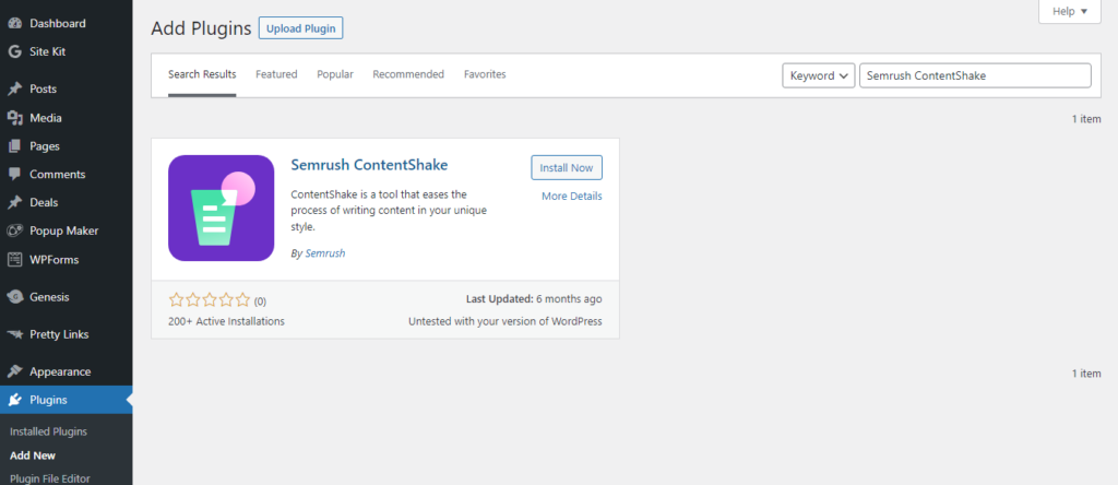 Semrush ContentShake plugin