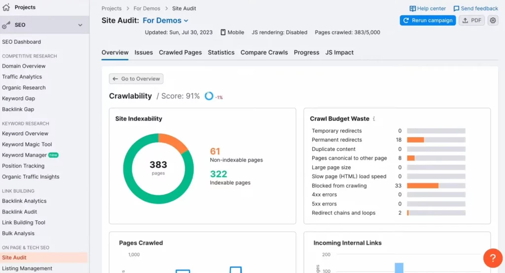 Crawlability Issues Site audit