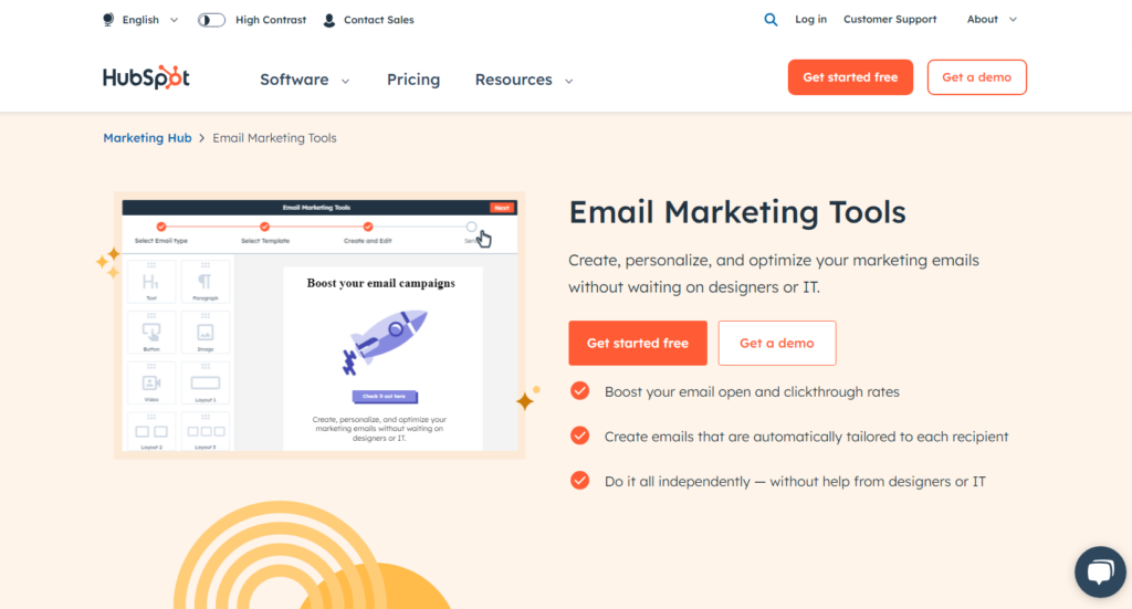HubSpot email marketing tools
