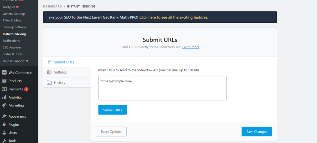 Instant Indexing - Rank Math