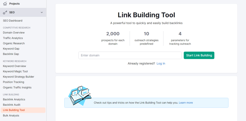 Link Building Tool by Semrush