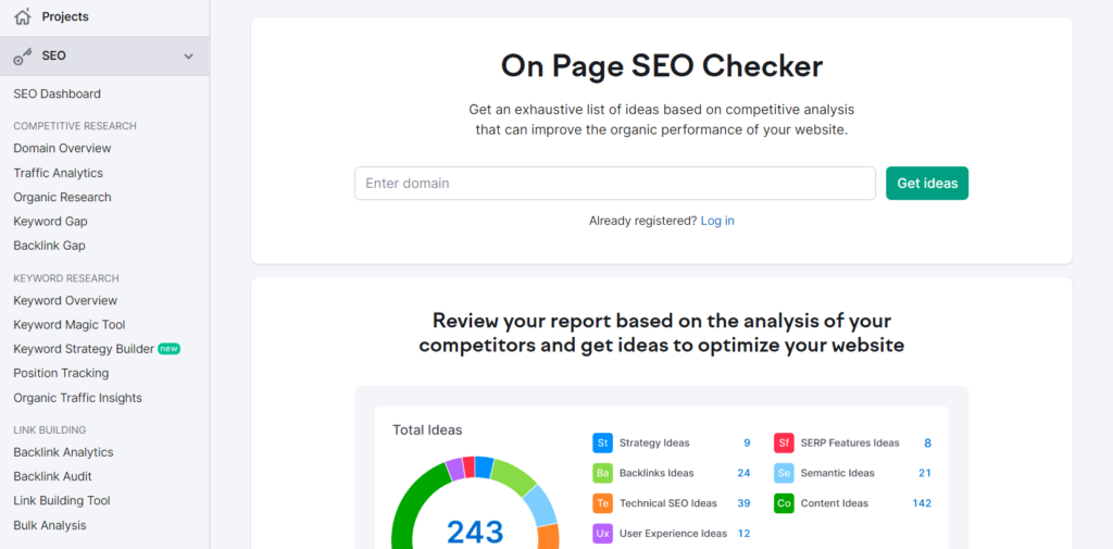 On-page SEO Checker by Semrush