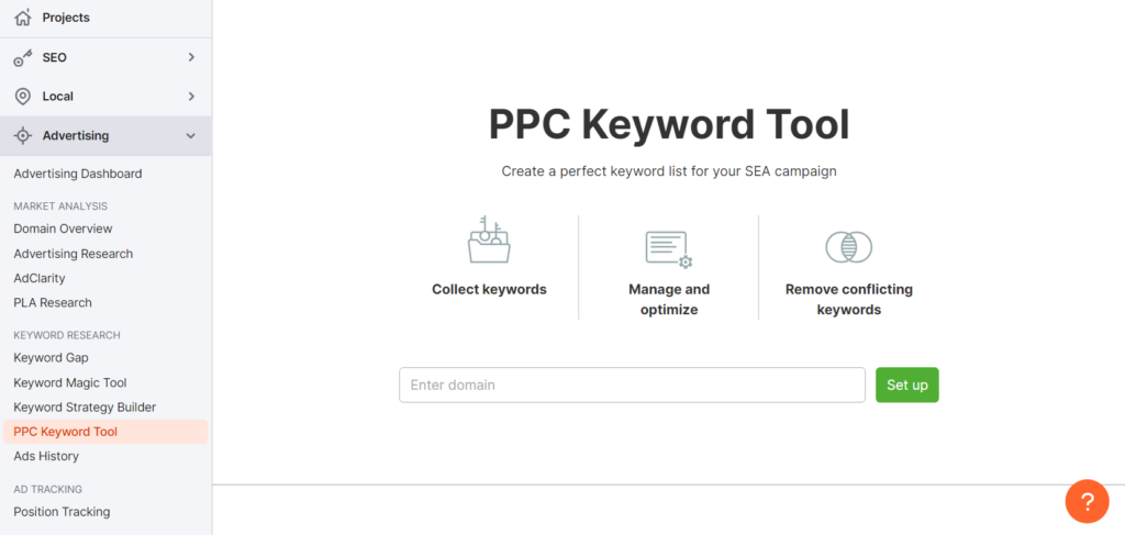 PPC keyword Tool by Semrush