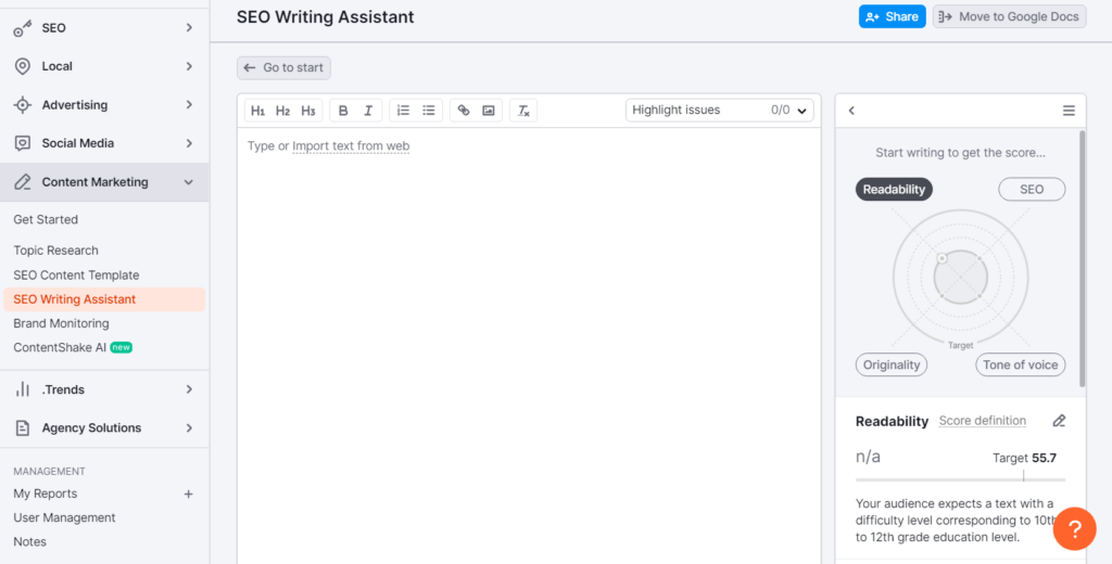 SEO Writing Assistant by Semrush