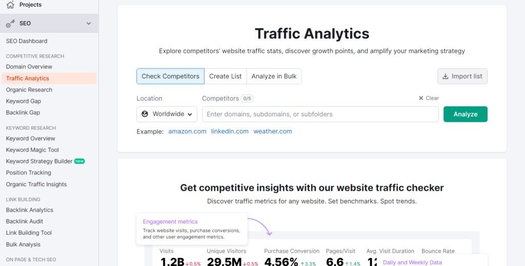 Traffic Analytics Tool by Semrush