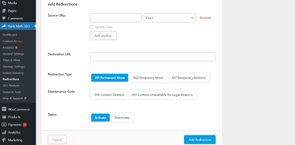 Set up redirections