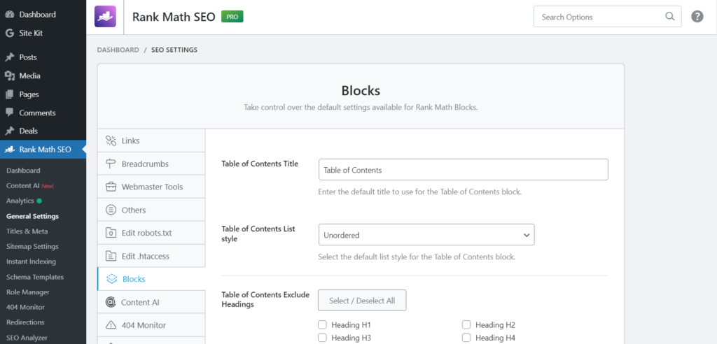 Built-In Table of Contents