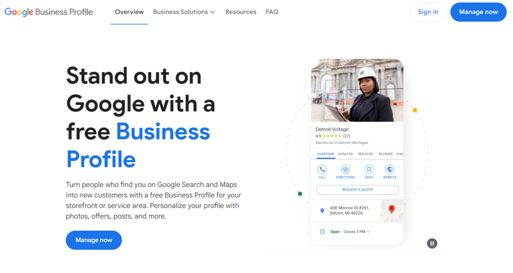 Google My Business interface