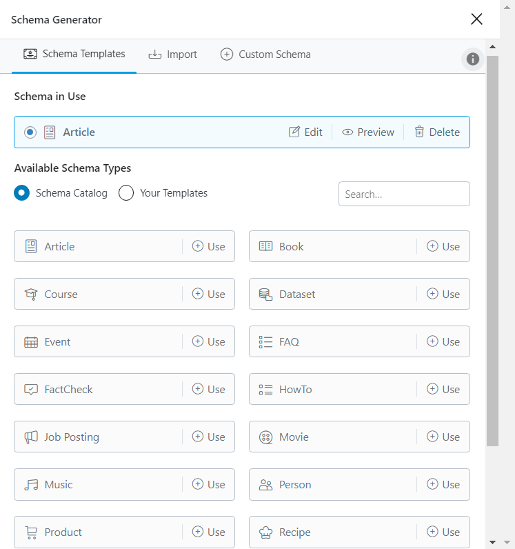 Schema templates