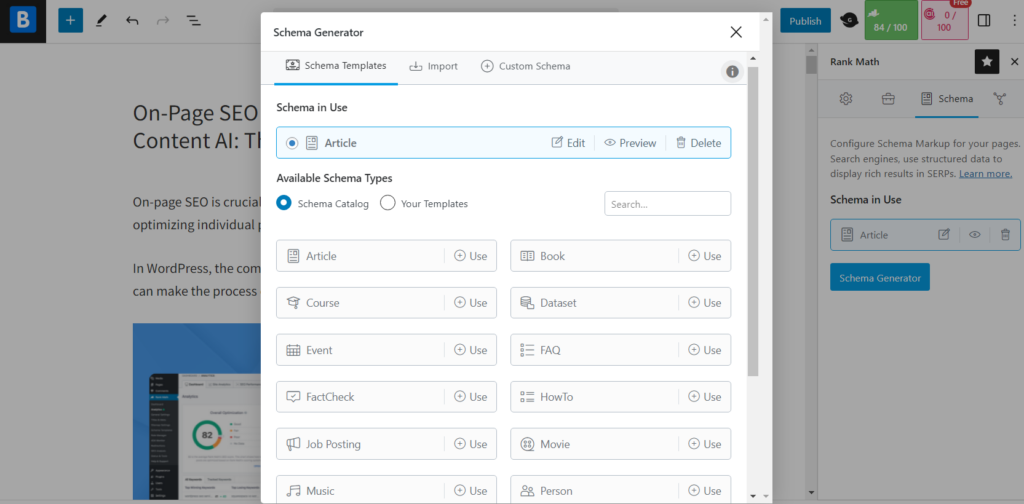 Choosing a Schema Template