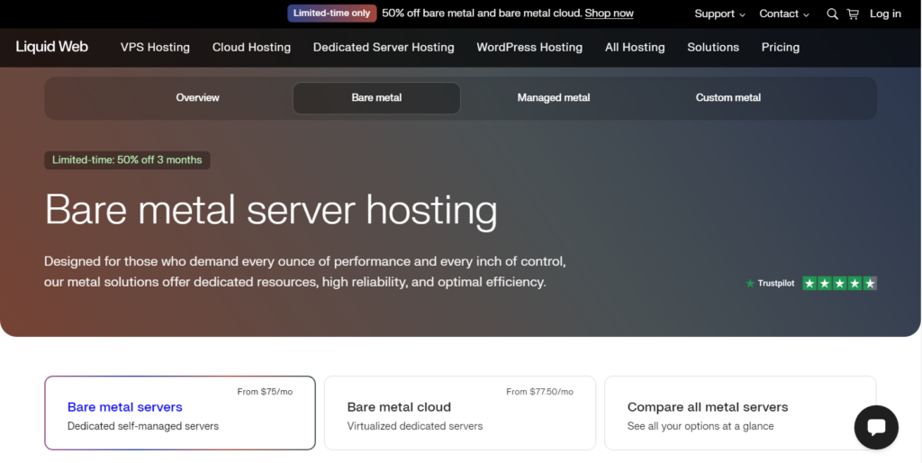 Liquid Web Bare Metal Server Hosting - Interface