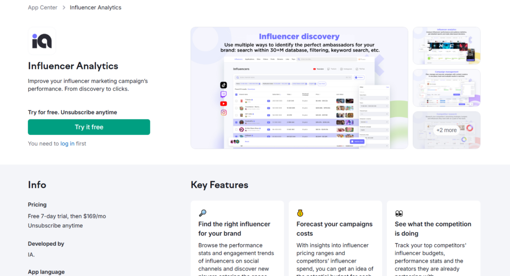 Influencer Analytics app